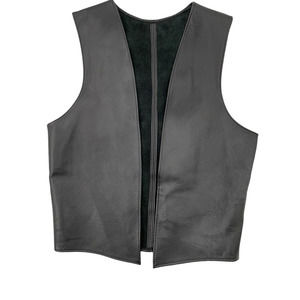 Leather Master Womens Classic Fit Sleeveless Vest Open Front Size XL Gray
